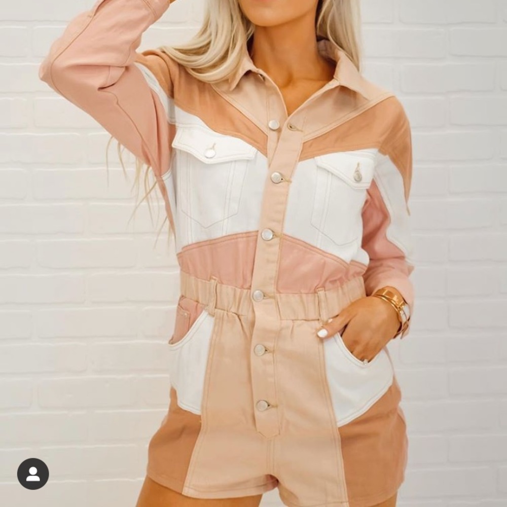 PINK DENIM ROMPER